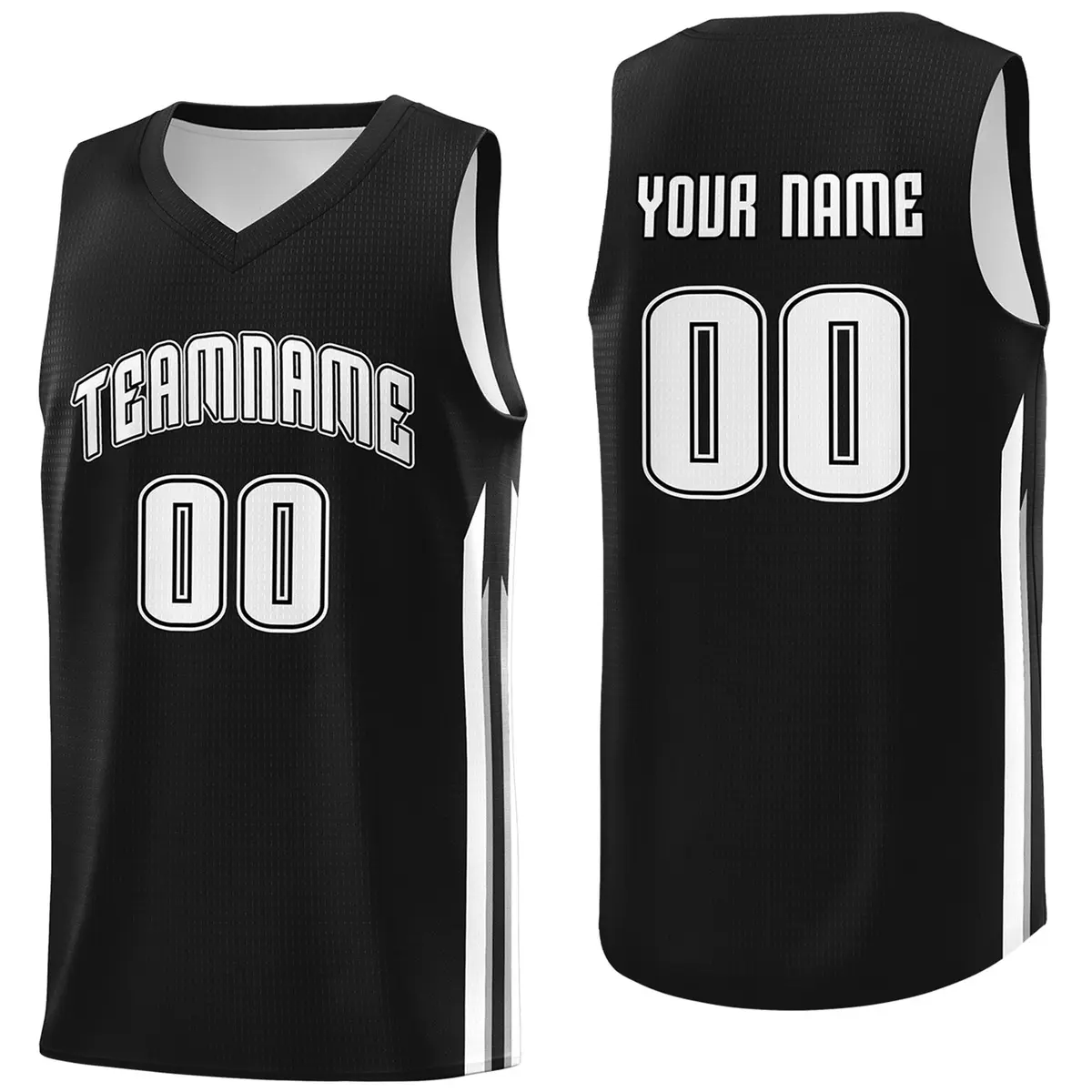 Black White Classic Sport Game Basketball Jersey