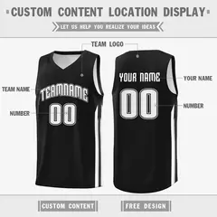 Black White Classic Sport Game Basketball Jersey 2