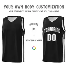 Black White Classic Sport Game Basketball Jersey 3