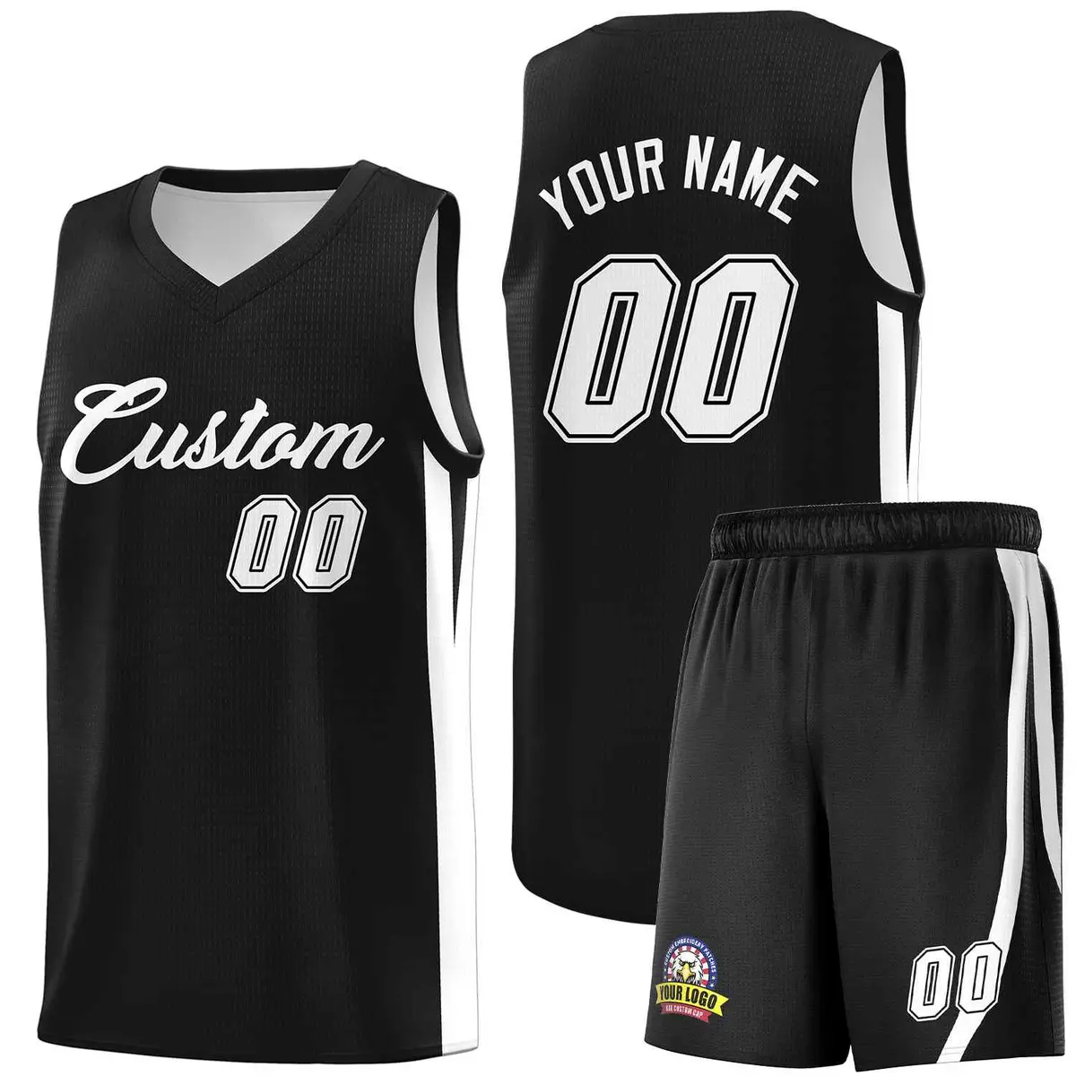 Black White Classic Sports Uniform Basketball Jersey