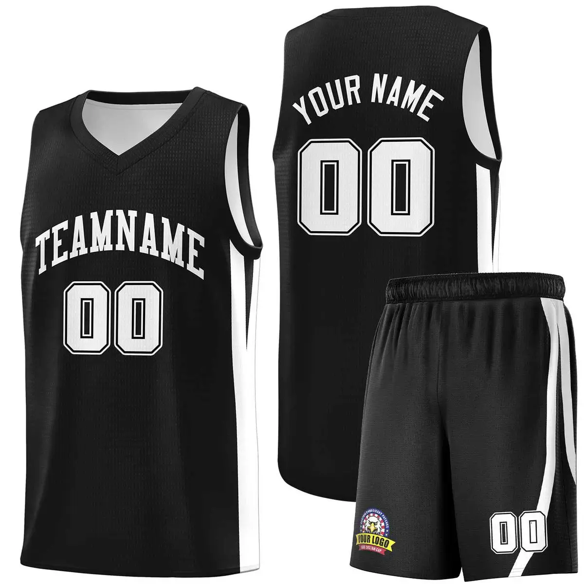 Black White Classic Sports Uniform Basketball Jersey