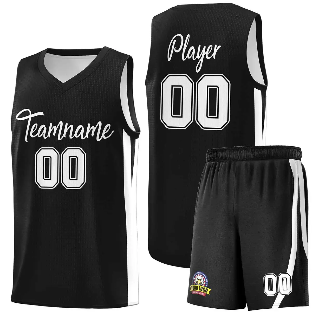 Black White Classic Sports Uniform Basketball Jersey