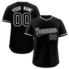Black White Classic Style Authentic Baseball Jersey