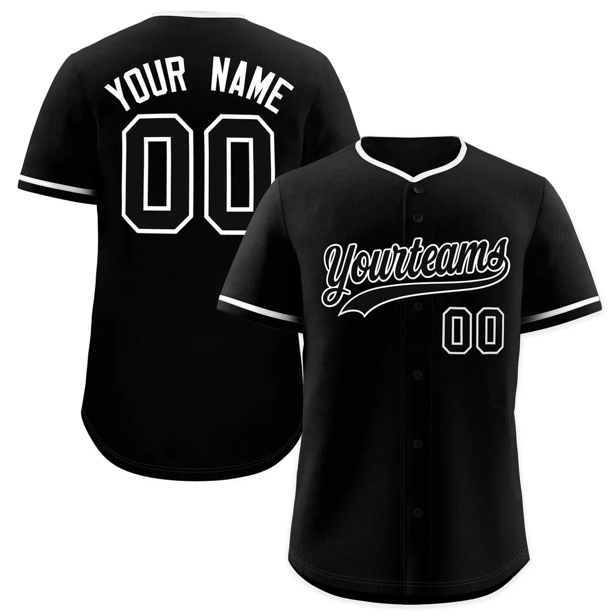 Black White Classic Style Authentic Baseball Jersey