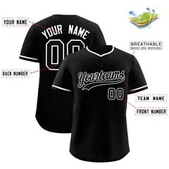 Black White Classic Style Authentic Baseball Jersey 2