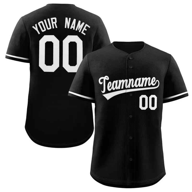 Black White Classic Style Authentic Baseball Jersey