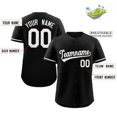 Black White Classic Style Authentic Baseball Jersey 2