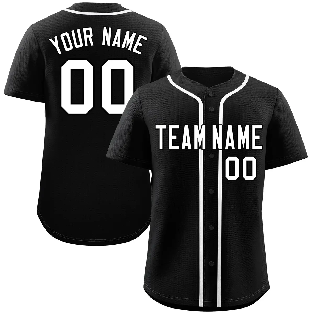 Black White Classic Style Authentic Baseball Jersey