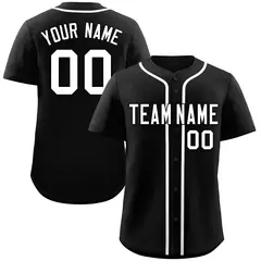 Black White Classic Style Authentic Baseball Jersey 1