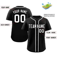 Black White Classic Style Authentic Baseball Jersey 2