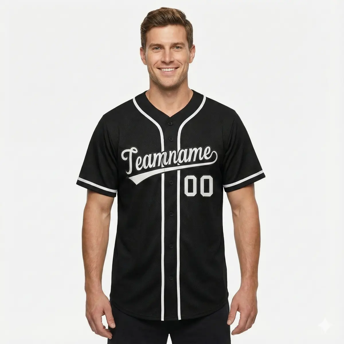 Black White Classic Style Authentic Baseball Jersey For Men