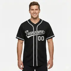 Black White Classic Style Authentic Baseball Jersey For Men 1
