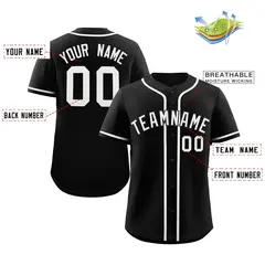 Black White Classic Style Authentic Baseball Jersey For Men 10
