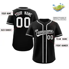 Black White Classic Style Authentic Baseball Jersey For Men 5