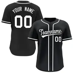 Black White Classic Style Button Down Baseball Jersey 1