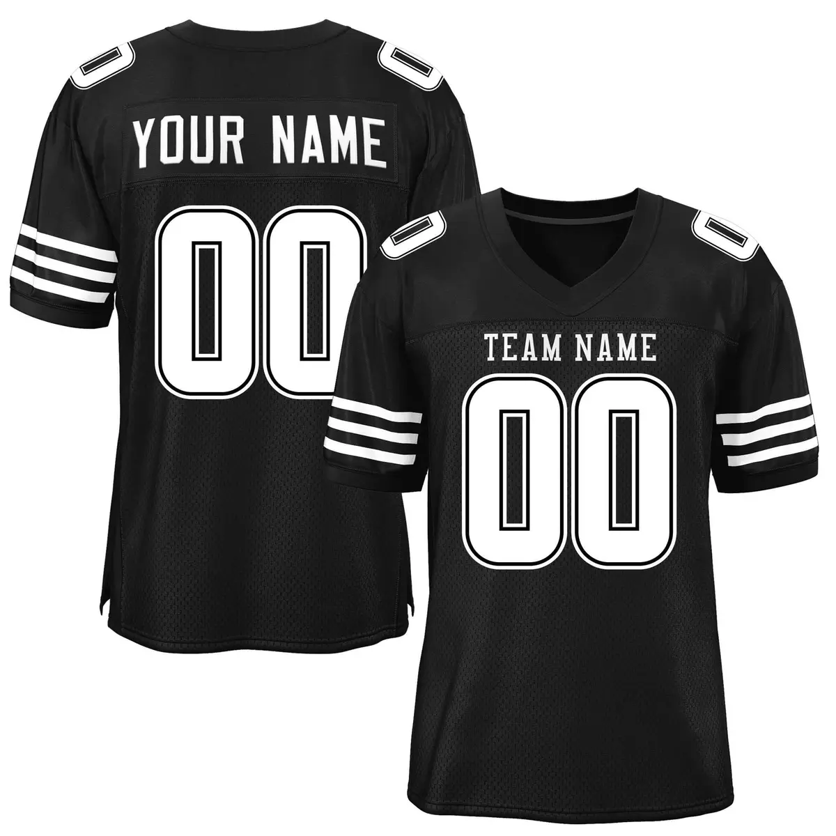 Black White Classic Style Mesh Football Jersey