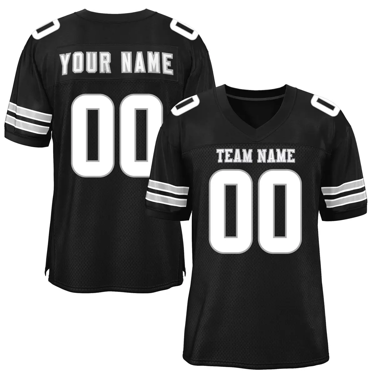 Black White Classic Style Mesh Football Jersey