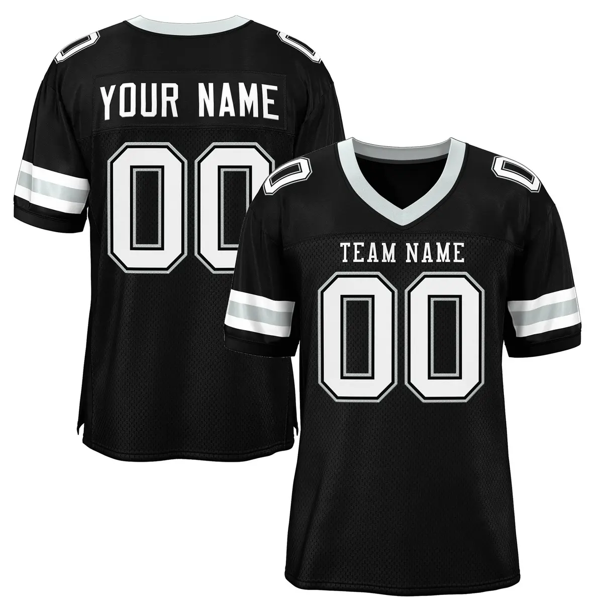 Black White Classic Style Mesh Football Jersey