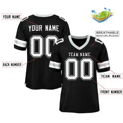 Black White Classic Style Mesh Football Jersey 2