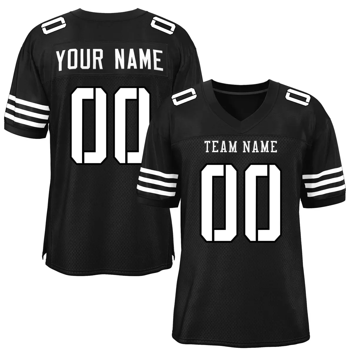 Black White Classic Style Mesh Football Jersey