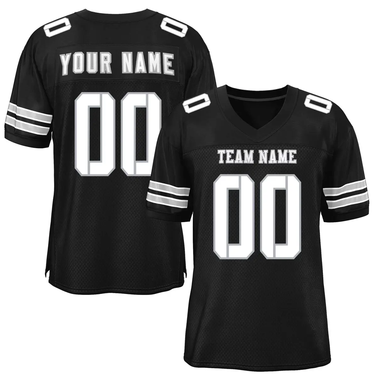 Black White Classic Style Mesh Football Jersey
