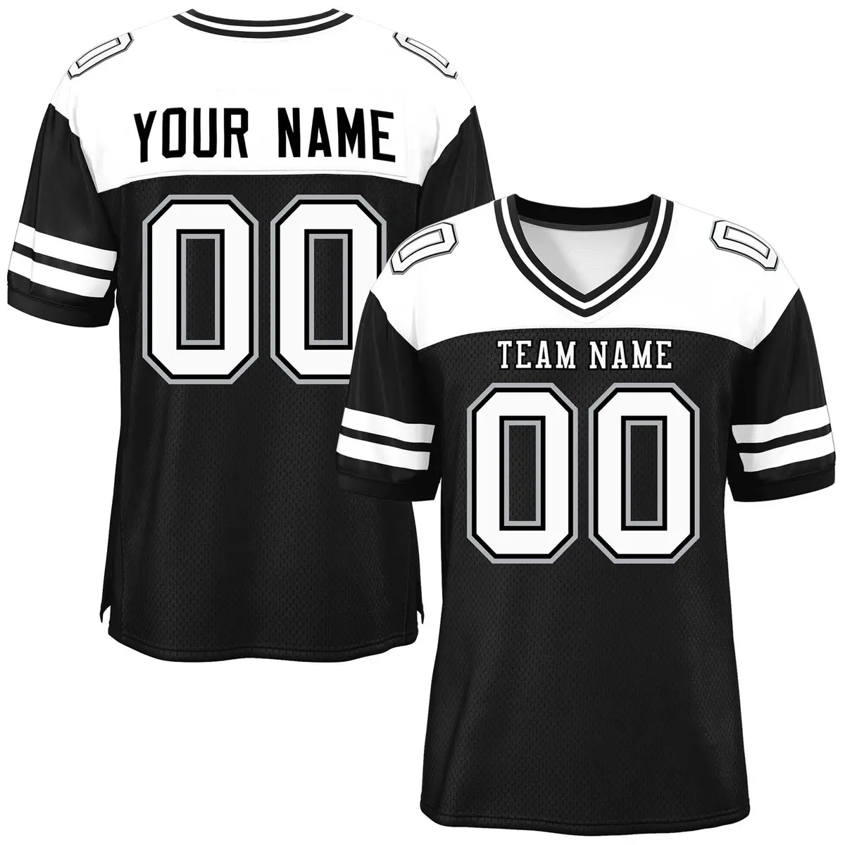 Black White Color Block Authentic Football Jersey