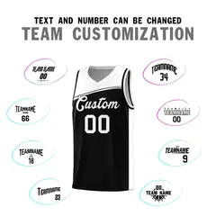 Black White Color Block Basketball Team Jersey 3