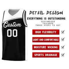 Black White Color Block Basketball Team Jersey 4