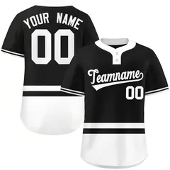 Black White Color Block Two-Button Softball Jersey