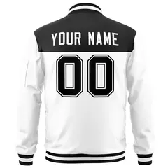 Black White Color Block Varsity Letterman Bomber Jacket 4