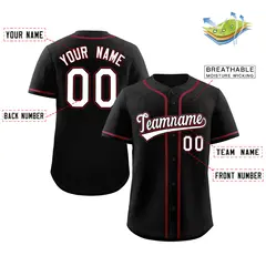 Black White-Crimson Classic Authentic Baseball Jersey 2