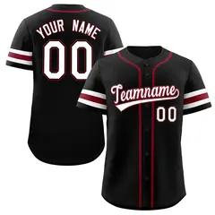 Black White-Crimson Full-Button Classic Baseball Jersey