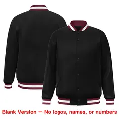 Black White-Crimson Full-Snap Varsity Letterman Jacket 2
