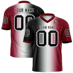 Black White-Crimson Gradient Football Jersey