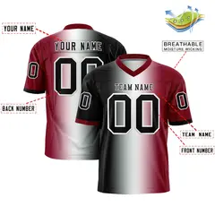 Black White-Crimson Gradient Football Jersey 2
