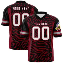 Black White-Crimson Zebra Stripes Authentic Football Jersey 1