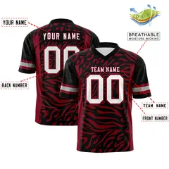 Black White-Crimson Zebra Stripes Authentic Football Jersey 2