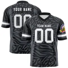 Black White-Dark Gray Zebra Stripes Football Jersey 1