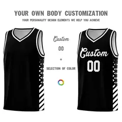 Black White Diamond Stripe Side Basketball Jersey 3