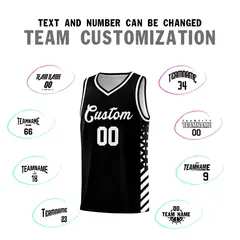 Black White Diamond Stripe Side Basketball Jersey 4