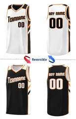 Black White Double Side Athletic Sports Basketball Jersey 4