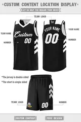 Black White Double Side Basketball Jersey Sets for Men 3