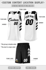 Black White Double Side Basketball Jersey Sets for Men 5