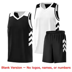 Black White Double Side Basketball Jersey Sets for Men 6