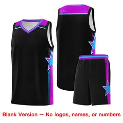 Black White Double Side Basketball Jersey Sets for Men 6