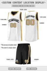 Black White Double Side Basketball Jersey Sets for Men 3