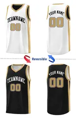 Black White Double Side Basketball Jersey Sets for Men 4
