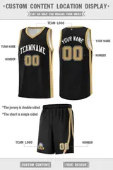 Black White Double Side Basketball Jersey Sets for Men 5