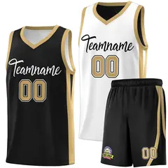Black White Double Side Basketball Jersey Sets for Men