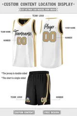 Black White Double Side Basketball Jersey Sets for Men 2